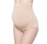 Bamboo Fiber Maternity Underwear, KUCI Women Ultra High Waist Superelastic Pregnant Panties Briefs (Large, Nude)