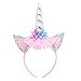 Unicorn Headband, 2 Pack Gold and Silver Glitter Ears with Flowers Unicorn Headbands for Party Decoration or Cosplay Costume