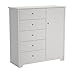 South Shore Vito Door Chest with 5 Drawers and Adjustable Shelves, Soft Gray