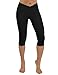 ODODOS Power Flex Yoga Capris Pants Tummy Control Workout Running Non See-through Fabric Yoga Capris Leggingss With Hidden Pocket,Black,Large