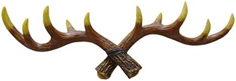 Romancy Vintage Rustic Cast Iron Deer Antlers Wall Mounted Coat Hooks, Key Holder, Hat Hanger, Bath Room Wall Hanger (retro brown)