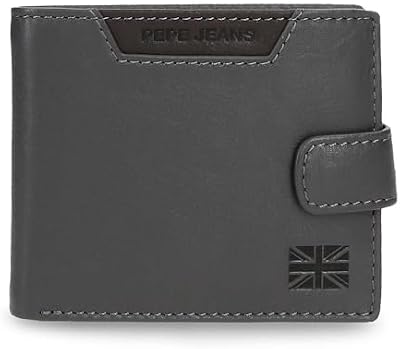 Indiana Portefeuille Horizontal with Buckle Gris 11x8.5x1 cm Cuir par Joumma Bags