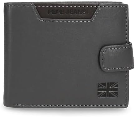 Indiana Cartera Horizontal con Cierre de Clic Gris 11x8,5x1 cms Piel by Joumma Bags