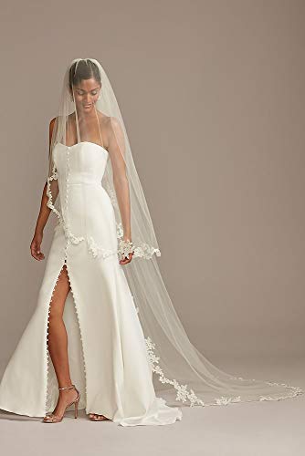 Corded Lace Edge Cathedral Veil Style V402L, Ivory - Thumbnail 3