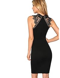 Verdusa - Vestido sin mangas de encaje para mujer, longitud de la rodilla