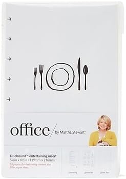 Office by Martha Stewart Discbound Entertaining Insert, 8.5" x 11", White