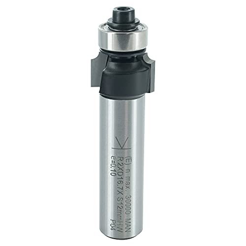ENT 14360 Rounding Over Cutter TC Shank (S) 12 mm, Diameter (D) 16,7 mm, NL 9,5 mm, R 2 mm, SL 40 mm, with Ball Bearing