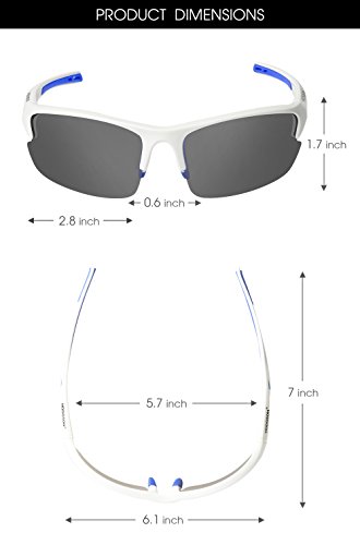 Polarized Sports Sunglasses for Men Women Cycling Fishing Outdoor Driving Golf Baseball Glasses TR Unbreakable (White-Gray) - Thumbnail 6