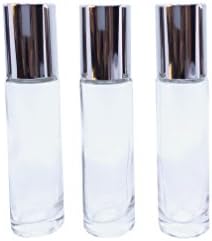 Rentra S. P. A. Premium Thick Tranparent Glass Bottles with Metal Roll-on. Reusable, High Quality. For Essential Oil Blends, DIY Perfume, Cosmetics, Beauty Products
