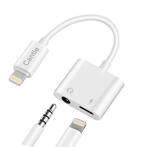 2 in 1 Adapter for iPhone 3.5 mm Headphone Jack Adapt with Cantle iPhone Aux Adapter/iPhone Charging Adapter for iPhone Xs, XS Max, XR, 7/8 Plus and More (White)