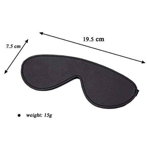 Leather Handcuffs Set, Adjustable Handcuff + Eye Mask Strong and Durable PU Leather Soft Fur Cuffs Multifunctional Bangle, Black