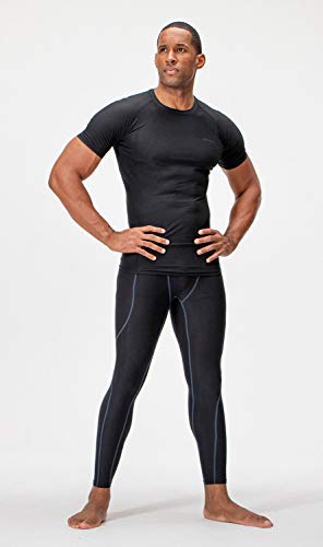 DEVOPS 3 Pack Men's Athletic Short Sleeve Compression Shirts (Medium, Black/Black/Black)