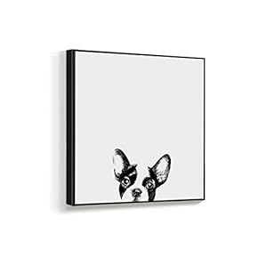 Framed Canvas Wall Art for Living Room, Bedroom Curious Dog and Cat Canvas Prints for Home Decoration Ready to Hanging - 16x16 inches