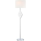 Lite Source Floor LAMP W/LED Night, Chrome/White Fabric, A 100W&LED 4.7W LS-83372