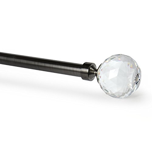 Faceted Crystal in Black Nickel, Curtain Rod by Sheffield Home, 36  - 66"