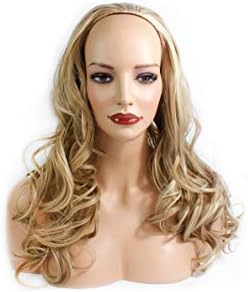 22" Ladies Wavy 3/4 Half Wig - Blonde Mix #18/613 Kanekalon Synthetic Fibre - Clip in Hair Piece - Looks and Feels Like Real Hair - 250g by Elegant Hair