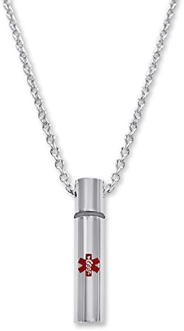 Free Engraving- Stainless Steel Polished Medical Alert ID Tag Identification Necklace Pendant With Chain - MEDI.D 16