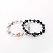 Gemfeel 8mm Black Labradorite & White Howlite CZ Her King/His Queen 8mm Beads Couple Bracelet, 7.6