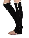 HENGSONG Crochet Lace Button Down Leg Knit Warm Boot Socks Knee High Adult Girls