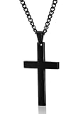 Jstyle Stainless Steel Chain Black Cross Necklace for Men Women, 22-24 Inch