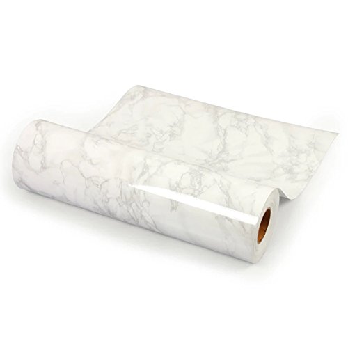 Yancorp White Gray Marble Contact Paper Removable Wallpaper Film Self-Adhesive Marble Sticker Kitchen Peel and Stick Backsplash Tile Countertop Furniture Shelf Liner 10ft (12"x79", White Gray)