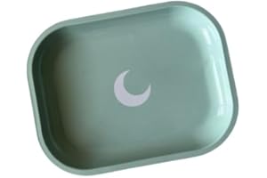BRANDO MOON Metal Tray Small Green Lightweight Tray - Curved Edges and Smooth Surface - 5.5 x 7 inch - Travel