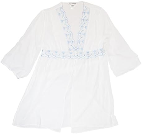 Womens Chiffon Sheer Wrap Robe Ivory L/XL