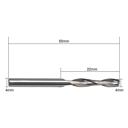 EnPoint Cutting Tools Solid Carbide End Mill, Long, 2-Flute, 5/32" 4mm Shank, 22mm Flute Length, 4mm Cutter Diameter, CNC Milling Machine Router Bits Metalworking for Acrylic Wood Plastic MDF