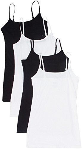 4 Pack Active Basic Women Basic Tank Tops,Black/Black/White/White,Small