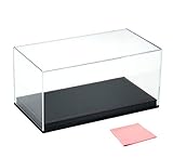 Combination of Life Acrylic Collectibles Countertop Display Case(Not Fit for Boxing Gloves) with Removable Riser Lift-Off Top & Black Leather Base(Stitched in Red) 11