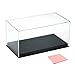 Combination of Life Acrylic Collectibles Countertop Display Case with Removable Riser Lift-Off Top & Black Leather Base(Stitched in Red)