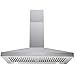 CAVALIERE Range Hood Wall Mount Stainless Steel 400 CFM Ducted Exhaust Vent, 3 Speed Fan & Push Button Control Panel SV168B2 30