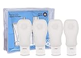 Bocco Leak Proof Squeezable Travel Bottles with Zipper Bag, Large 3 Ounce, Pack of 4, Clear