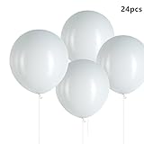 MOWO 18" White Big Balloons Round Latex Helium Balloons for Party Decoration, Pack of 24