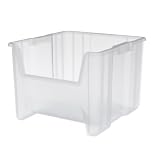 Akro-Mils 13018 Stak-N-Store Stacking Hopper Front Plastic Storage Bin, Clear, Case of 2