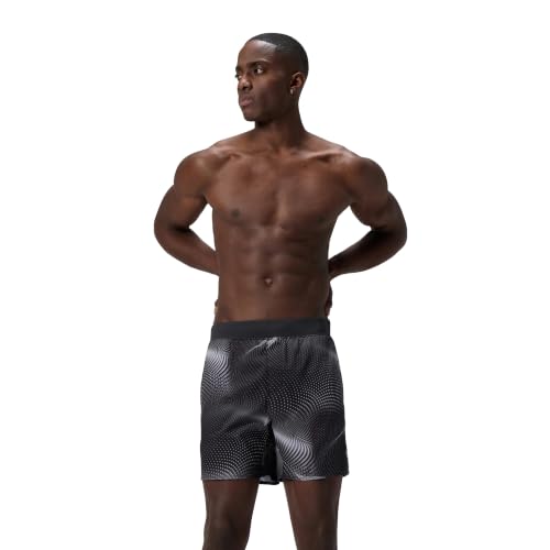 Speedo Lookout Print Volley Shorts | 4-Way Stretch Soft Fabric | Swim | Gym | Run | Quick Drying Dark Grey