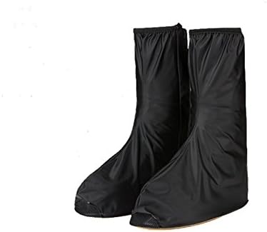 HoodCody Waterproof Overshoes Reusable Rain Snow Boots Cover Watertight Tall Shoe Covers Slip-resistant Rubber-soled Shoes,Men&Women Galoshes, Black, XL
