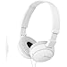 Sony MDR-ZX110AP Extra Bass Wired Headphones with Mic, Smartphone Headset for iPhone & Android with in-Line Remote & Microphone, Neodymium Magnets & 30mm Drivers, White (Renewed)