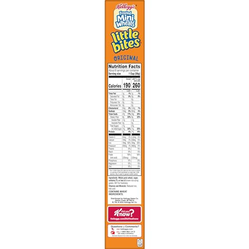 KELLOGG’S LITTLE BITES FROSTED MINI-WHEATS BREAKFAST CEREAL, KIDS CEREAL, FAMILY BREAKFAST, ORIGINAL, 15.9OZ BOX (1 BOX)