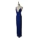 Flymall Deep V-neck Backless Strap Maxi Tank Split Side Dress(S,Blue)