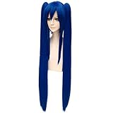 HLZG Wendy Marvell Wig Fairy Tail Cosplay Dark Blue Double Ponytail Hair
