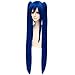 HLZG Wendy Marvell Wig Fairy Tail Cosplay Dark Blue Double Ponytail Hair