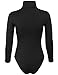 BOHENY Womens Turtleneck Bodysuit with Snap Button Closure-S-Black