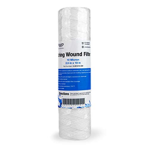 String Wound Sediment Water Filter Cartridge Standard 2.5x10 10 Micron 25 Pack