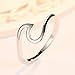 Bamos Minimalism 925 Sterling Silver Opal Wave Ring for Girls Daily Wear