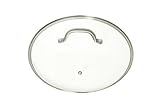 Glass Frying Pan Lid, 12 Inch Tempered Glass Cookware Lid With Vent | Stainless Steel Handle and Rim | Oven Safe and Dishwasher Safe | Perfect for Warming, Steaming, Simmering, and Braising.