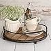 Round Wood Plank Serving Tray-Weathered Farmhouse Chic (Accessories Not Included)