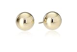 Amazon Essentials Yellow Gold Plated Sterling Silver Polished Ball Stud Earrings (6mm)