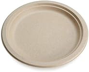 100% Compostable Disposable Paper Plates Bulk [9" 50 Pack], Bamboo Plates, Eco Friendly, Biodegradable, S
