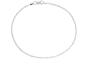 PORI JEWELERS 925 Sterling Silver 2.5mm Ball Bead Chain Anklet - Available in Silver or Yellow